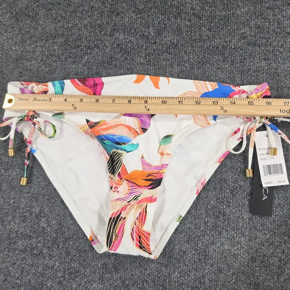 La Blanca Women's Size 12 Multicolor Floral Side Tie Bikini Bottom Swimwear